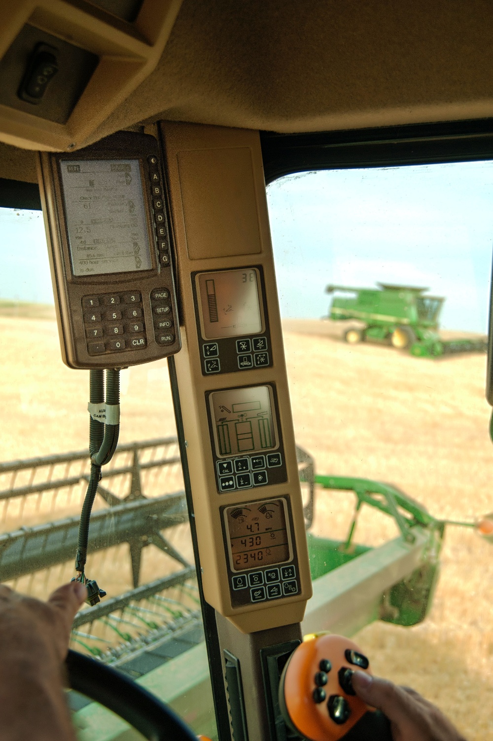 Farm equipment with GPS navigation equipment